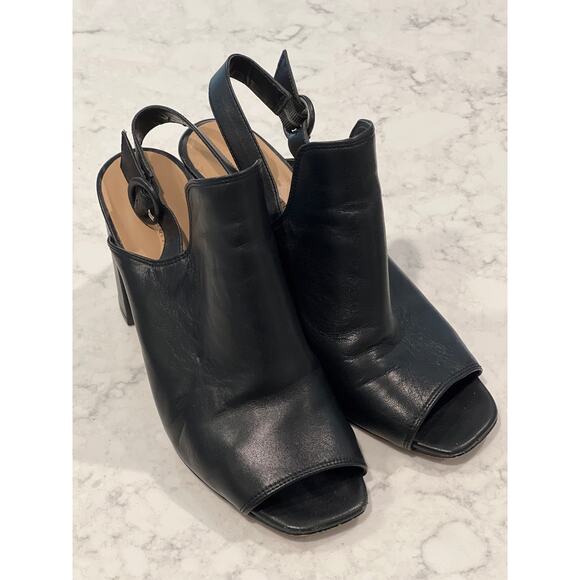 Banana Republic Women’s Leather Slingback Peep Toe Heeled Bootie Size 8 Black - Picture 1 of 8